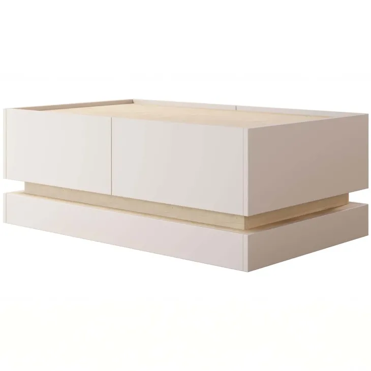 Tavolino da salotto 97x60cm 4 ante a ribalta beige rovere Rhea
