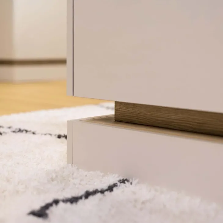 Tavolino da salotto 97x60cm 4 ante a ribalta beige rovere Rhea