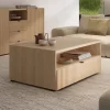 Tavolino da salotto 100x65cm cannettato 1 cassetto rovere Sally