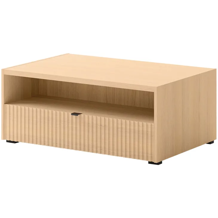 Tavolino da salotto 100x65cm cannettato 1 cassetto rovere Sally