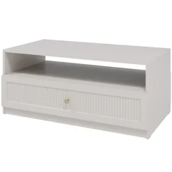 Tavolino da salotto 100x55cm cannettato 1 cassetto beige cashmere Rolly