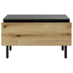 Tavolino da salotto 80x60cm 1 cassetto nero opaco rovere Amel