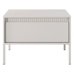 Tavolino da salotto 68x48cm 1 cassetto beige cannettato Ciar