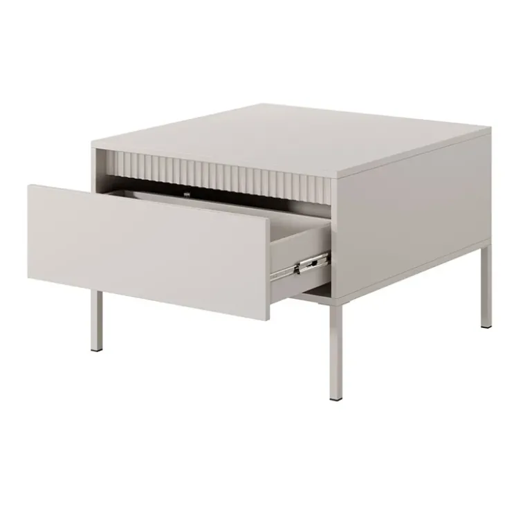 Tavolino da salotto 68x48cm 1 cassetto beige cannettato Ciar