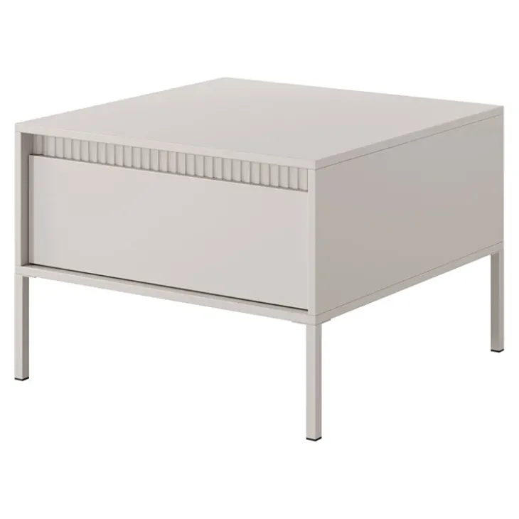Tavolino da salotto 68x48cm 1 cassetto beige cannettato Ciar