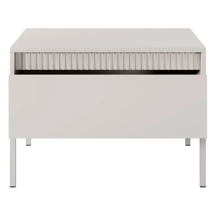Tavolino da salotto 68x48cm 1 cassetto beige cannettato Ciar
