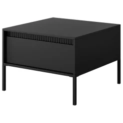 Tavolino da salotto 68x48cm 1 cassetto nero opaco cannettato Ciar