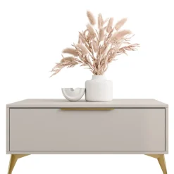 Tavolino da salotto 104x75cm 2 cassetti a frontale unico beige Miriam