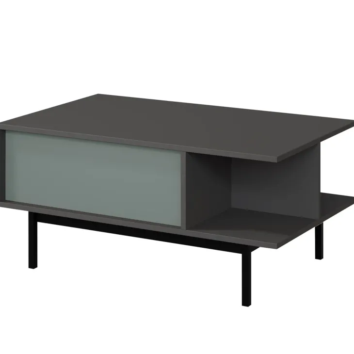 Tavolino da salotto 93x60cm 1 cassetto antracite verde Essenzia