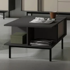 Tavolino da salotto 93x60cm 1 cassetto antracite beige Essenzia