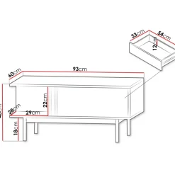 Tavolino da salotto 93x60cm 1 cassetto antracite rovere Essenzia