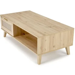 Tavolino da salotto 120x60cm 1 cassetto 1 vano a giorno moderno rovere Sombra
