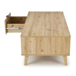 Tavolino da salotto 120x60cm 1 cassetto 1 vano a giorno moderno rovere Sombra