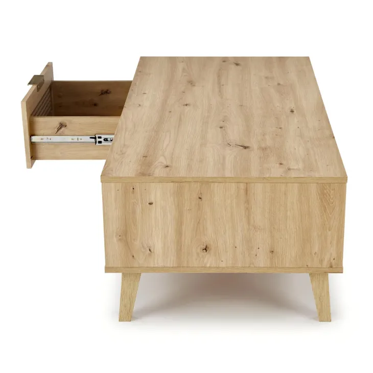 Tavolino da salotto 120x60cm 1 cassetto 1 vano a giorno moderno rovere Sombra