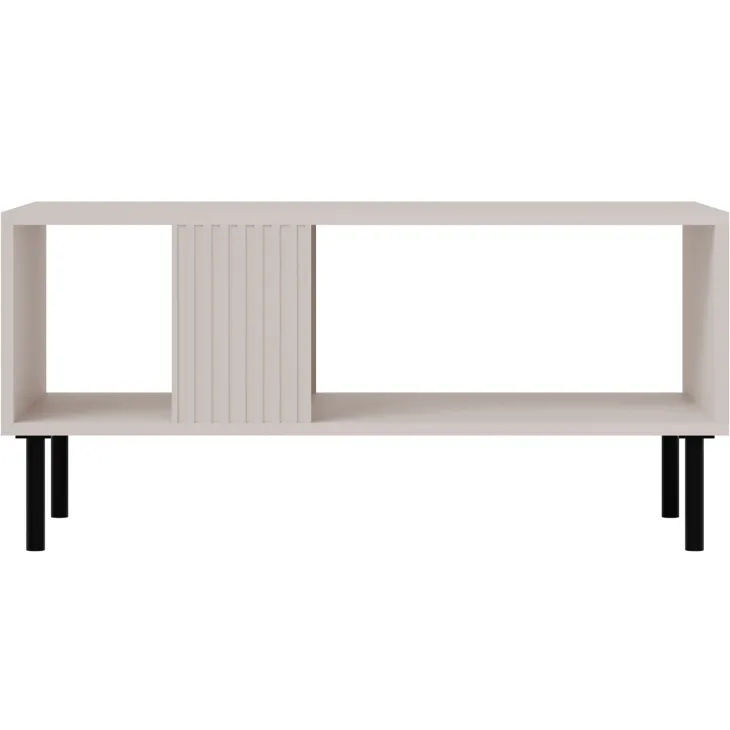 Tavolino da salotto 92x50cm con frontali cannettati beige Ziggy