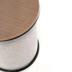 Tavolino da salotto 88x43cm con pouf in tessuto noce grigio nero Duchessa