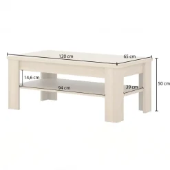 Tavolino da salotto 120x65cm con ripiano rovere Écarté