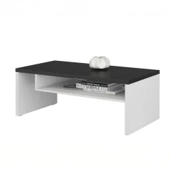 Tavolino da salotto 120x60cm con ripiano bianco nero Lolla