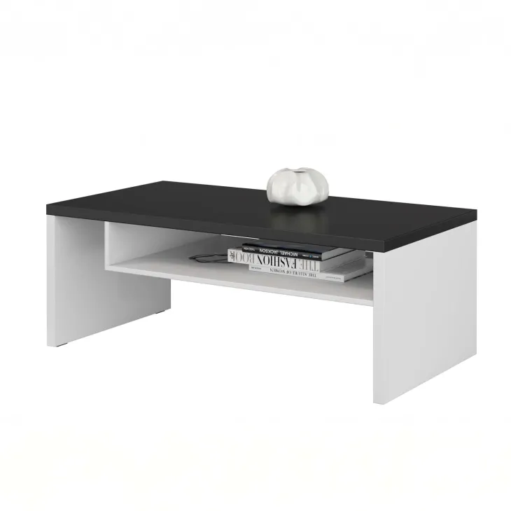 Tavolino da salotto 120x60cm con ripiano bianco nero Lolla