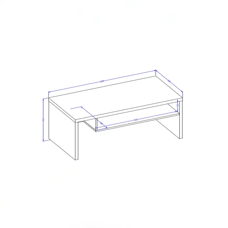 Tavolino da salotto 120x60cm con ripiano bianco nero Lolla