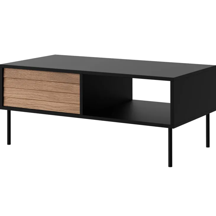 Tavolino da salotto 100x55cm con vano noce nero Wild