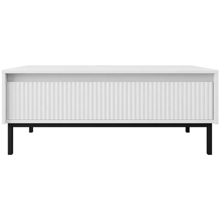 Tavolino da salotto 100x50cm design cannettato bianco Strike