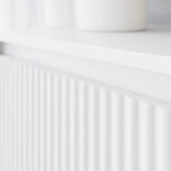 Tavolino da salotto 100x50cm design cannettato bianco Strike