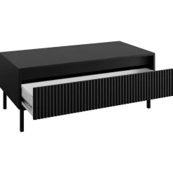 Tavolino da salotto 100x50cm design cannettato nero Strike