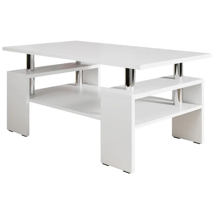 Tavolino da salotto 110x60cm design moderno bianco Thalena
