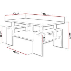 Tavolino da salotto 110x60cm design moderno rovere sonoma Thalena