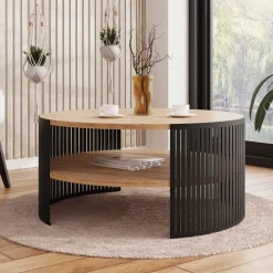 Tavolino da salotto 75x75cm design moderno rovere nero Elisera