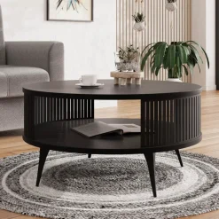 Tavolino da salotto 75x75cm design moderno nero Valeris