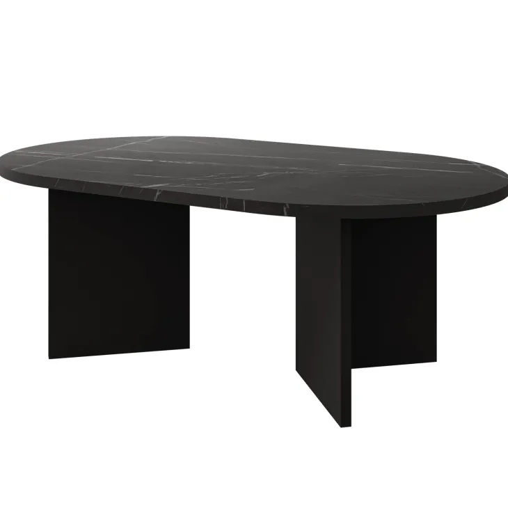 Tavolino da salotto 110x65cm effetto marmo nero Elden