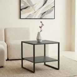 Tavolino da salotto 50x50cm industrial metallo antracite Loft