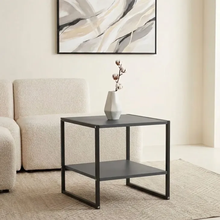 Tavolino da salotto 50x50cm industrial metallo antracite Loft
