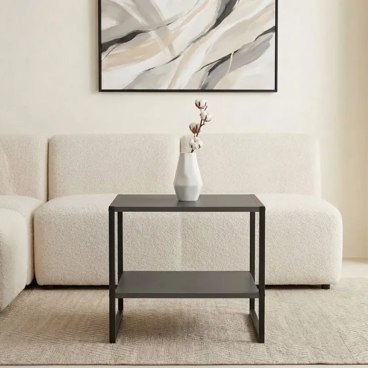 Tavolino da salotto 50x50cm industrial metallo antracite Loft