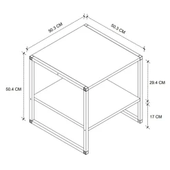 Tavolino da salotto 50x50cm industrial metallo antracite Loft