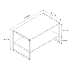 Tavolino da salotto 90x50cm industrial metallo antracite Loft