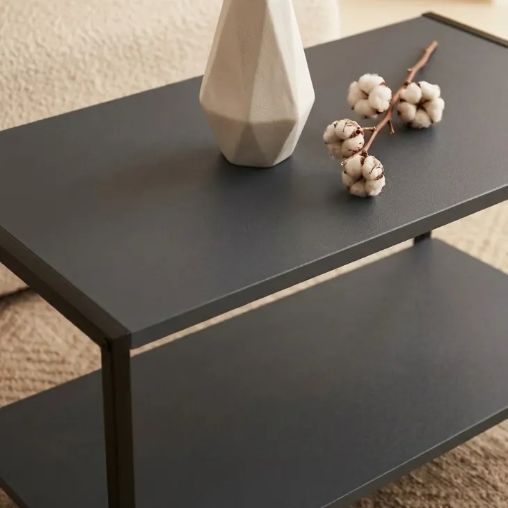 Tavolino da salotto 90x50cm industrial metallo antracite Loft