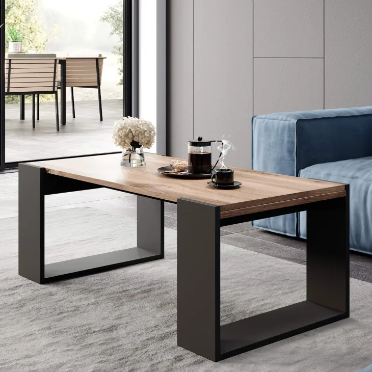 Tavolino da salotto 120x55cm moderno rovere antracite Tampere