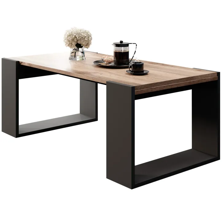 Tavolino da salotto 120x55cm moderno rovere antracite Tampere