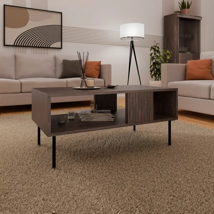 Tavolino da salotto 100x55cm noce cannettato Gabiot