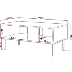 Tavolino da salotto 100x55cm noce cannettato Gabiot