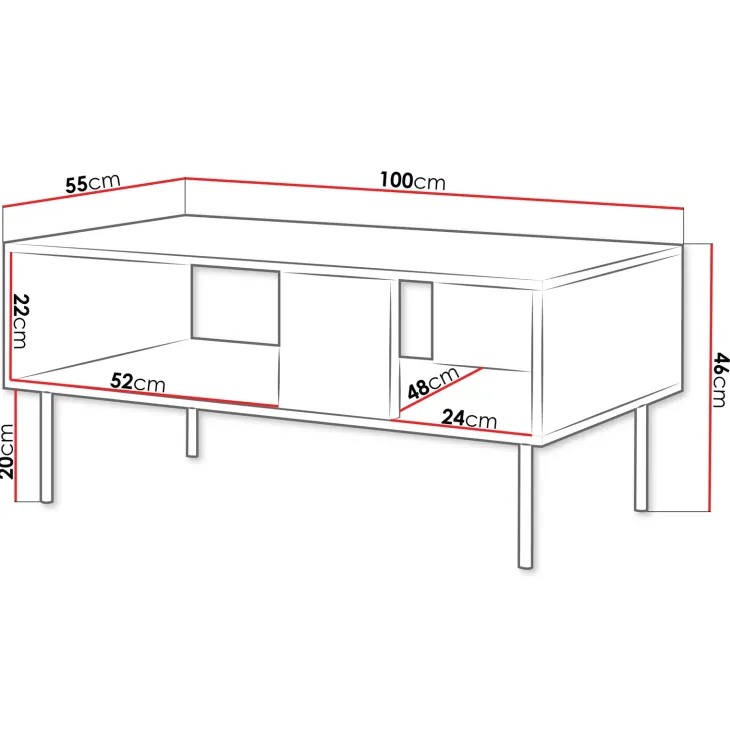 Tavolino da salotto 100x55cm noce cannettato Gabiot