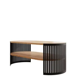 Tavolino da salotto 100x50cm ovale con ripiano rovere nero Elisera