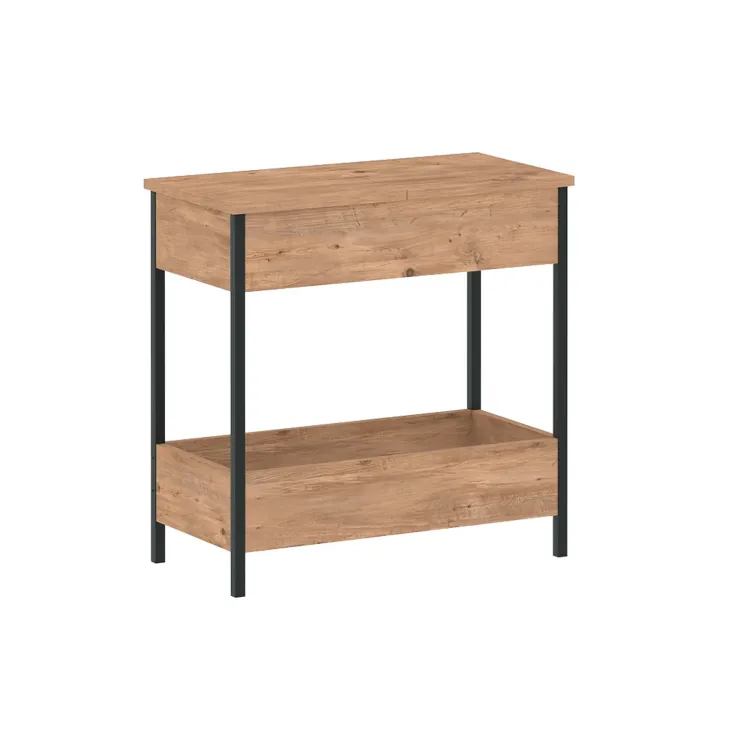 Tavolino da salotto 70x35cm 2 ripiani industrial metallo rovere rustico Loft