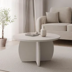 Tavolino da salotto 74x74cm rotondo beige cashmere Koda