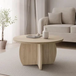 Tavolino da salotto 74x74cm rotondo rovere Koda