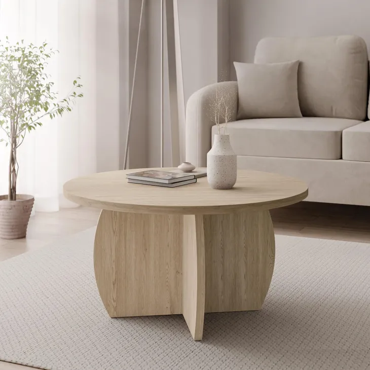 Tavolino da salotto 74x74cm rotondo rovere Koda