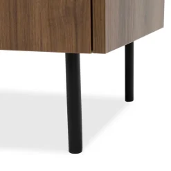 Tavolino da salotto 97x60cm 2 vani a giorno piano effetto marmo nero noce Caliva